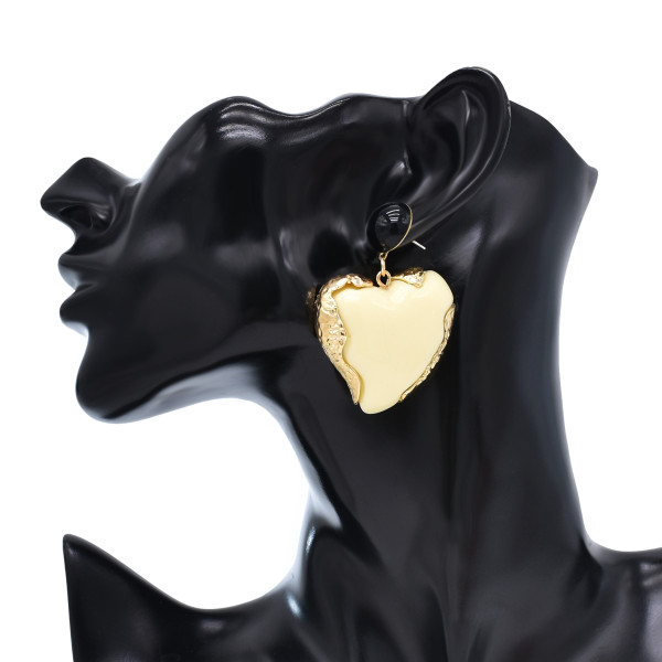 E-6607 Heart Shape Acrylic Gem Earrings Gold Dangle Earrings Summer Tourism Earrings Jewelry
