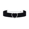 N-8126 Rhinestone Crystal Love Heart Black Elastic Band Choker Necklace
