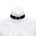 N-8126 Rhinestone Crystal Love Heart Black Elastic Band Choker Necklace