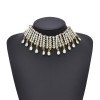 N-8127 Vintage Full Crystal Drip Tassel Choker Necklace for Women