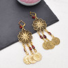 N-8128 Golden Bohemian Style Tassel Necklace Ethnic Earnail Set Women's Birthday Gift Holiday Jewelry