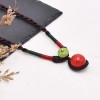 N-8131 Handmade Rope Woven Red Bead Pendant Choker Necklace