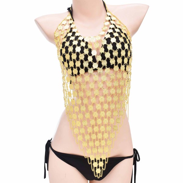 N-8130 Fashion Gold Alloy Coin Tassel Bra Beach For Women Grils Party Gift