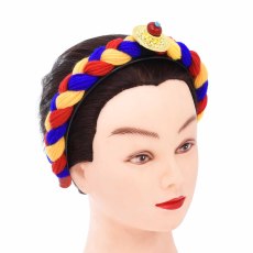 F-1096 Fashion Ethnic Tibetan style Colorful Cloth Gold Alloy Red Acrylic Hairband