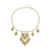 N-8135 Vintage Gold Leaf Tassel Crystal Pendant Necklace