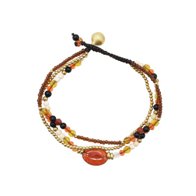 B-1199 Ethnic Bohemian Turquoises Acrylic Beads Rope Woven Handmade Bracelets for Women