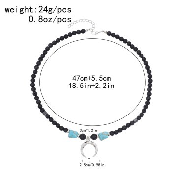 N-8138 Bohemian Ethnic Women Necklace Moon Pendant Charms Necklace