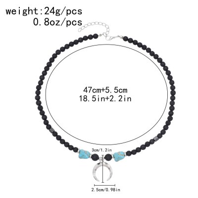 N-8138 Bohemian Ethnic Women Necklace Moon Pendant Charms Necklace