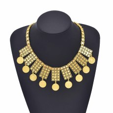 N-8137 Golden Coin Tassel Necklace Vintage Ethnic Women Jewelry Accessories