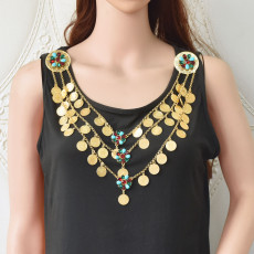 N-8141 2023 New Golden Coin Tassel Necklace Vintage Ethnic Women Jewelry Accessories