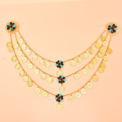 N-8141 2023 New Golden Coin Tassel Necklace Vintage Ethnic Women Jewelry Accessories