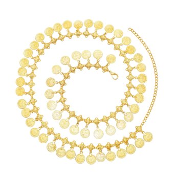 N-8143 Coin Tassel Women Body Jewelry Golden Bohemian Ethnic Belly Waist Chains