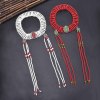 F-1100 Fashion Ethnic Acryic Beads Dark Green Turquoise Long Red Beads Tassel Hair Accessories