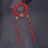 F-1100 Fashion Ethnic Acryic Beads Dark Green Turquoise Long Red Beads Tassel Hair Accessories