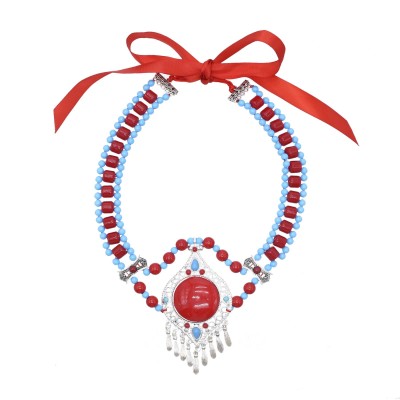 F-1101 Vintage Tibet Large Acrylic Gem Head Chains Hair Accessories