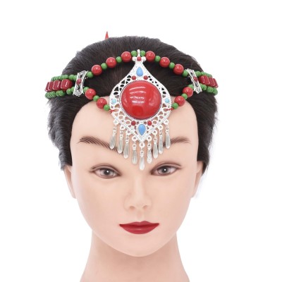 F-1101 Vintage Tibet Large Acrylic Gem Head Chains Hair Accessories