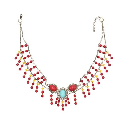 N-8147 Bead Women Necklaces Tibetan Ethnic Tassel Stone Statement Necklaces