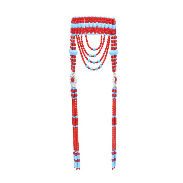F-1102 Acrylic Beads Long Chain Tibetan Mongols Women's Headwear Hair Accessories