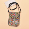 N-8148 New Palm Pattern Turquoise Rice Beads Short Handbag Women's Cosmetic Bag Girls Party Accessories