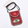 N-8149 New Eyes pattern Turquoise Rice Beads Short Hand Bag Purse Cosmetic Bag for Women Girls party Accessories