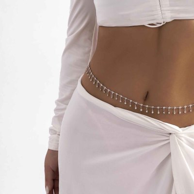 N-8152 Rhinestones Pendant Women Body Jewelry Punk Party Sexy Belly Chains