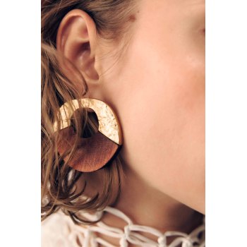 E-6616 Fashion Gold Alloy Wood Earrings Stud for Women Party Gift