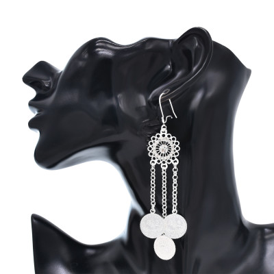 E-6615 Bohemian Diamond Metal Coin Pendant Earrings Versatile Ornaments Women's Party Jewelry Gifts
