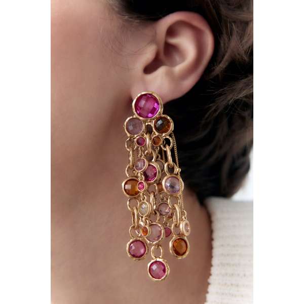 E-6590 Tassel Pendant Women Earrings Bohemian Ethnic Rhinestones Statement Drop Earrings
