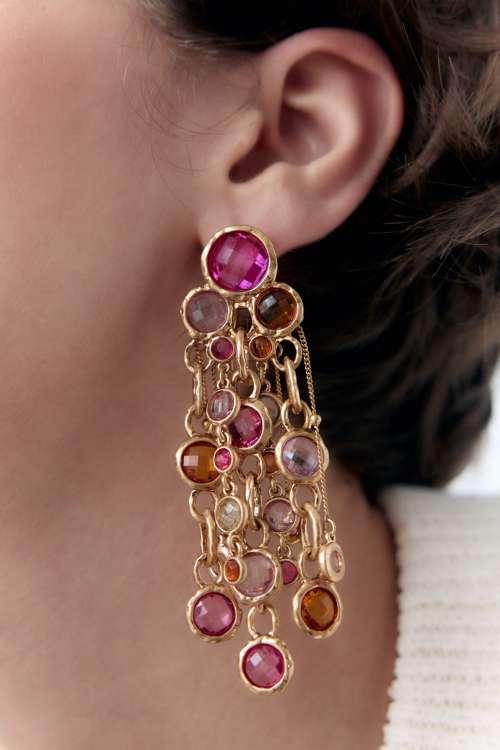 E-6590 Tassel Pendant Women Earrings Bohemian Ethnic Rhinestones Statement Drop Earrings