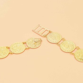 N-8156 Coin Tassel Women Body Jewelry Carved Hollow Golden Belly Chains