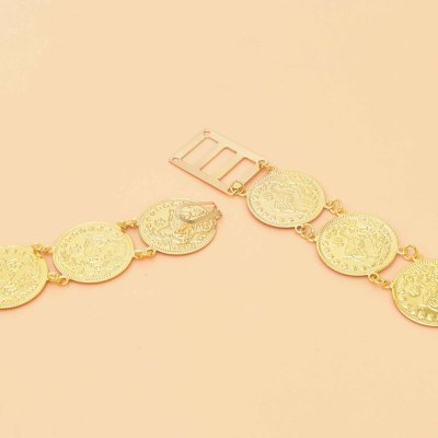 N-8156 Coin Tassel Women Body Jewelry Carved Hollow Golden Belly Chains