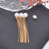 E-6618 Fashion Gold Drop Statement Earrings Pearl Long Tassel Bridal Wedding Earrings For Women Jewelry