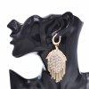 E-6619 Fashion Gold Alloy Clear Crystal Tassel Dangle Earrings For Women