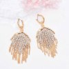 E-6619 Fashion Gold Alloy Clear Crystal Tassel Dangle Earrings For Women