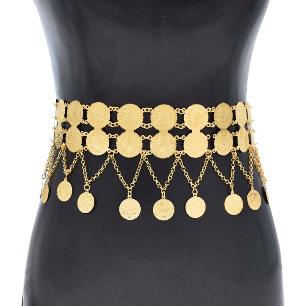 N-8159 Fashion Gold Coins Tassel Belt Charm Waist Belly Chains
