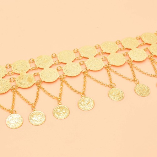N-8159 Fashion Gold Coins Tassel Belt Charm Waist Belly Chains