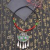 N-8162 Bohemian Colorful Bells Tassel Long Chain Heart Shaped Necklace Headwear Dual Use For Women Girls