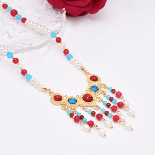 N-8164 Fashionable Classic Luxury Elegant Pearl Pendant Metal Necklace Women's Party Wedding Jewelry