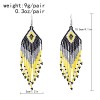 E-6621 Colorful Beads Rhomb Patterned Long Tassel Earrings