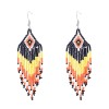 E-6621 Colorful Beads Rhomb Patterned Long Tassel Earrings