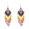 E-6621 Colorful Beads Rhomb Patterned Long Tassel Earrings