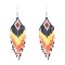 E-6621 Colorful Beads Rhomb Patterned Long Tassel Earrings