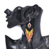 E-6621 Colorful Beads Rhomb Patterned Long Tassel Earrings
