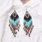 E-6621 Colorful Beads Rhomb Patterned Long Tassel Earrings