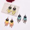 E-6621 Colorful Beads Rhomb Patterned Long Tassel Earrings