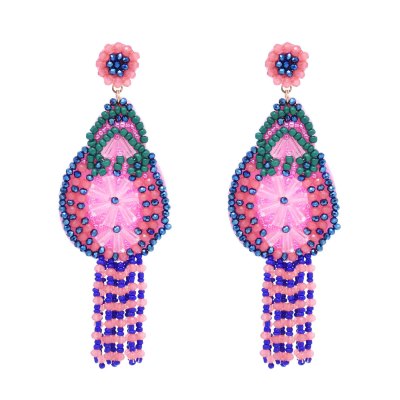 E-6622 Bead Women Drop Earrings Tassel Bohemian Ethnic Earrings