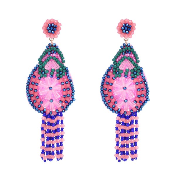 E-6622 Bead Women Drop Earrings Tassel Bohemian Ethnic Earrings