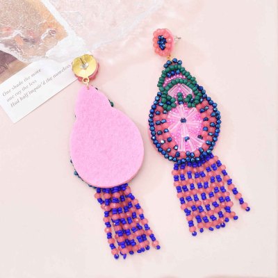 E-6622 Bead Women Drop Earrings Tassel Bohemian Ethnic Earrings