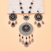 N-8170 Bohemian Turquoise Tassel Necklace Earring Set for Women Girls Party Jewelry