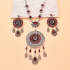 N-8170 Bohemian Turquoise Tassel Necklace Earring Set for Women Girls Party Jewelry